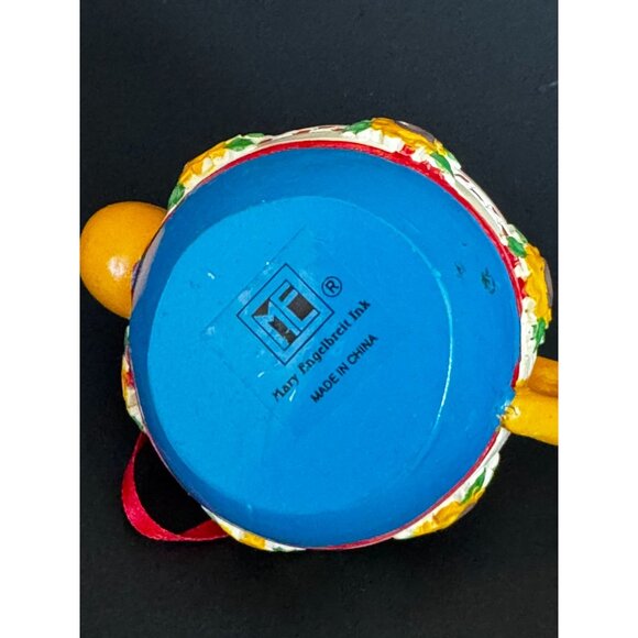 Mary Engelbreit Miniature Teapot Ornament Blue Yellow Sunflowers Flowers Christm - Picture 8 of 16